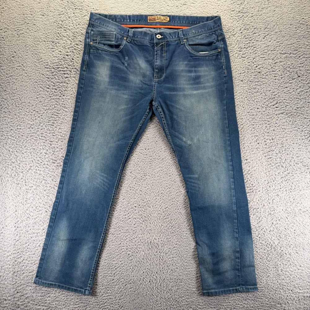 XIOS Jeans Men 40x30 Blue Cotton Denim Straight Leg Baggy Faded Utility Workwear
